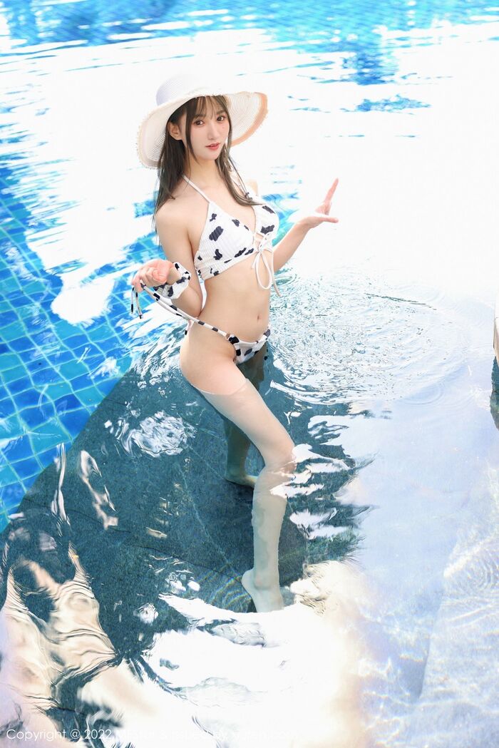 [MFStar Imitation Academy] Vol.548_ Imitation Special Small Fruit冻Sanjo Trip Beat Feeling White Swim Half-Out Hideous White Swimsuit 50P 31th image