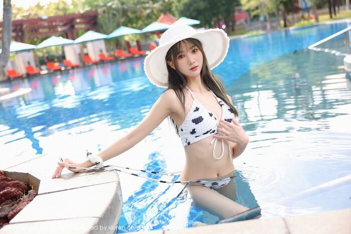 [MFStar Imitation Academy] Vol.548_ Imitation Special Small Fruit冻Sanjo Trip Beat Feeling White Swim Half-Out Hideous White Swimsuit 50P 33th image