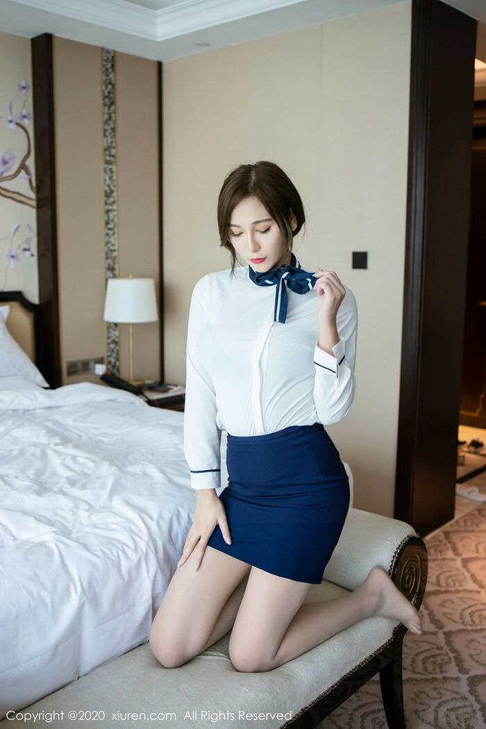 XiuRen 2221st Term_Goddess Lamina Meat Nori Uniform Semi-DewyIng Spirited Aerial Clothing 51P 23th image
