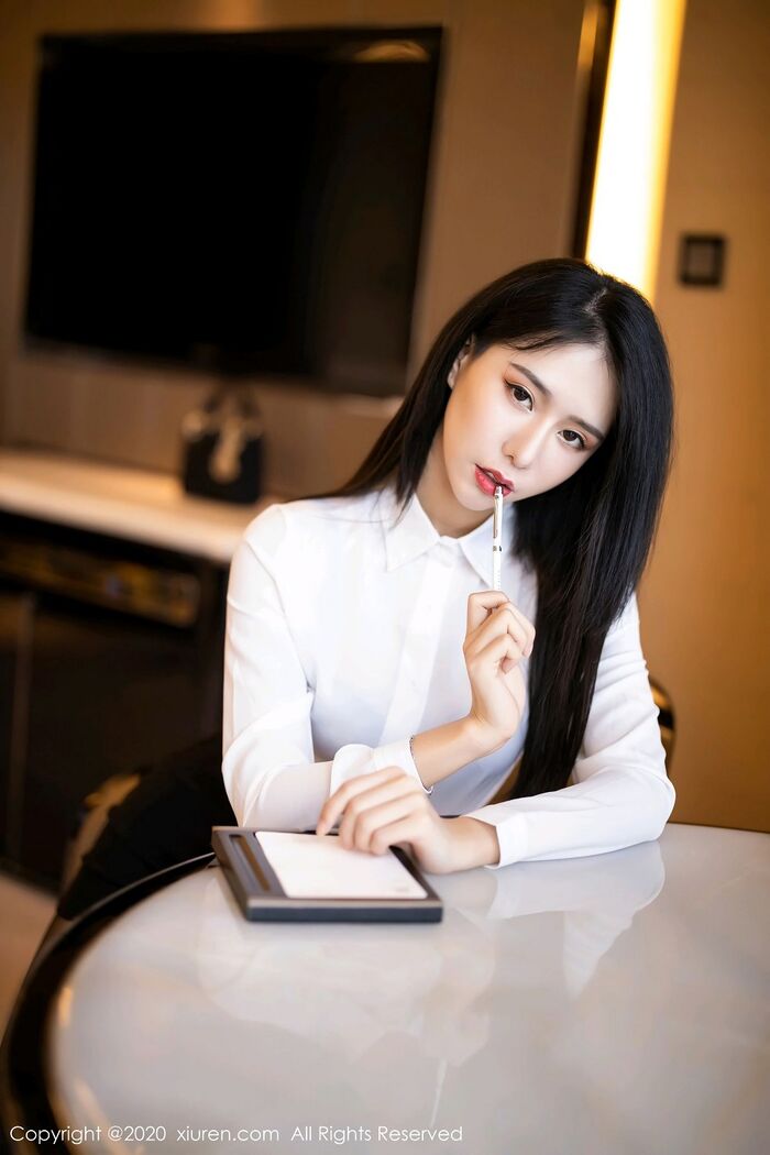 XiuRen第2148期_嫩模BABY_柒私房白衬衫秘书装半脱露无内黑丝裤袜毱惑Photo 90P 29th image