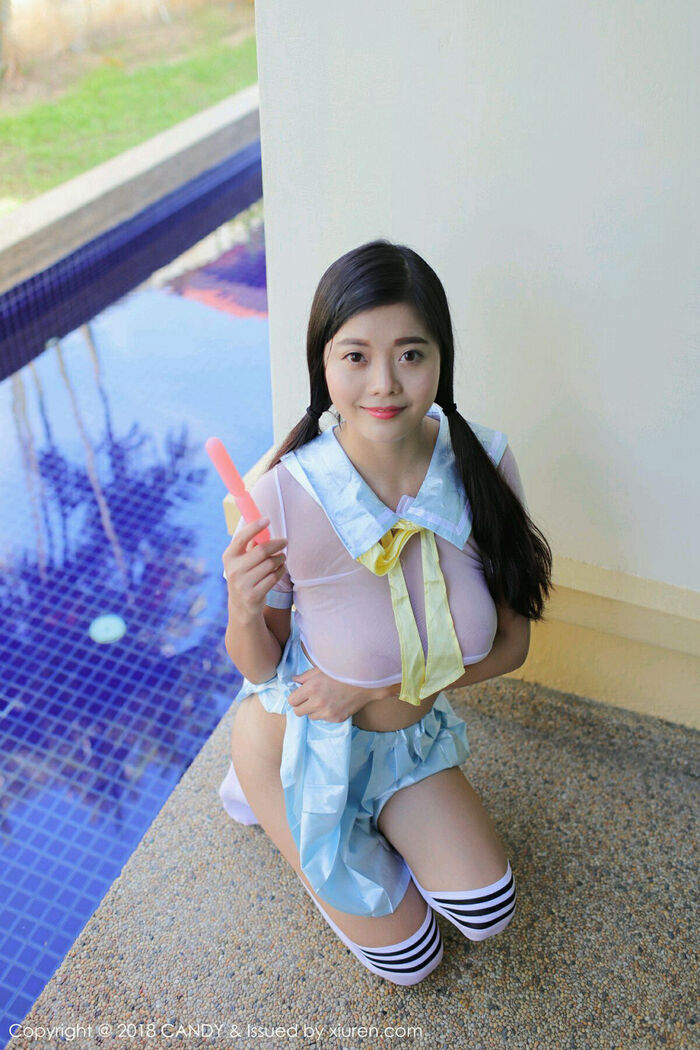 [Candy糖果画报]Vol.057_女神Mieko林美惠子沙巴旅拍粉肚兜透视秀豪乳诱惑写真47P 26th image