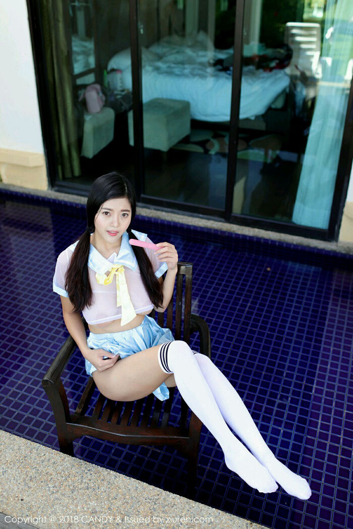 [Candy糖果画报]Vol.057_女神Mieko林美惠子沙巴旅拍粉肚兜透视秀豪乳诱惑写真47P 32th image