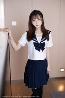 [XiaoYu 画语界] Vol.726_模特林星阑性感JK uniform配黑丝袜半脱露蕾丝内衣撩人诱惑Photo 82P