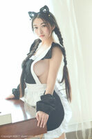 XiuRen第732期_嫩模盼盼已鸠猩红色透明旗袍秀傲人豪milk完美诱惑Photo 63P