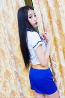 XiuRen第637期_嫩模黃煒婷 Tina 空乘uniform蓝色短裙秀黄内裤性感迷人Photo 53P