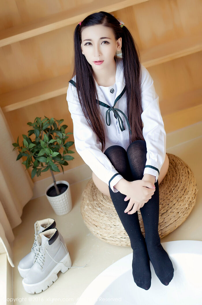XiuRen第603期_嫩模赵颖 Nikkei 清纯校服双马尾辫黑丝美腿妩媚诱惑Photo 68P 4th image
