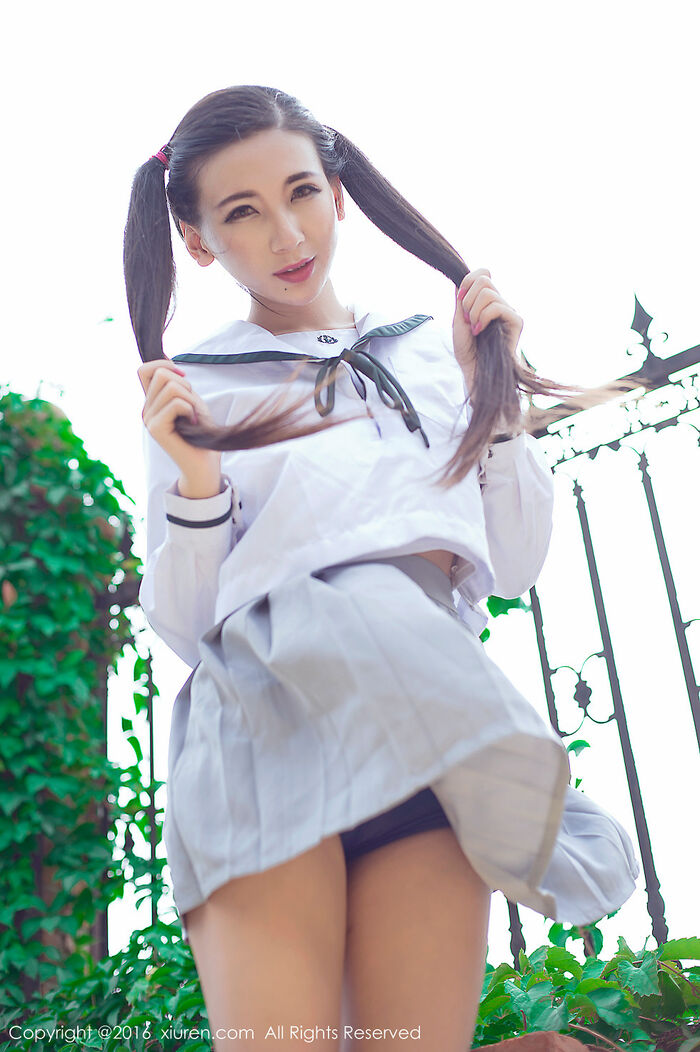XiuRen第603期_嫩模赵颖 Nikkei 清纯校服双马尾辫黑丝美腿妩媚诱惑Photo 68P 44th image