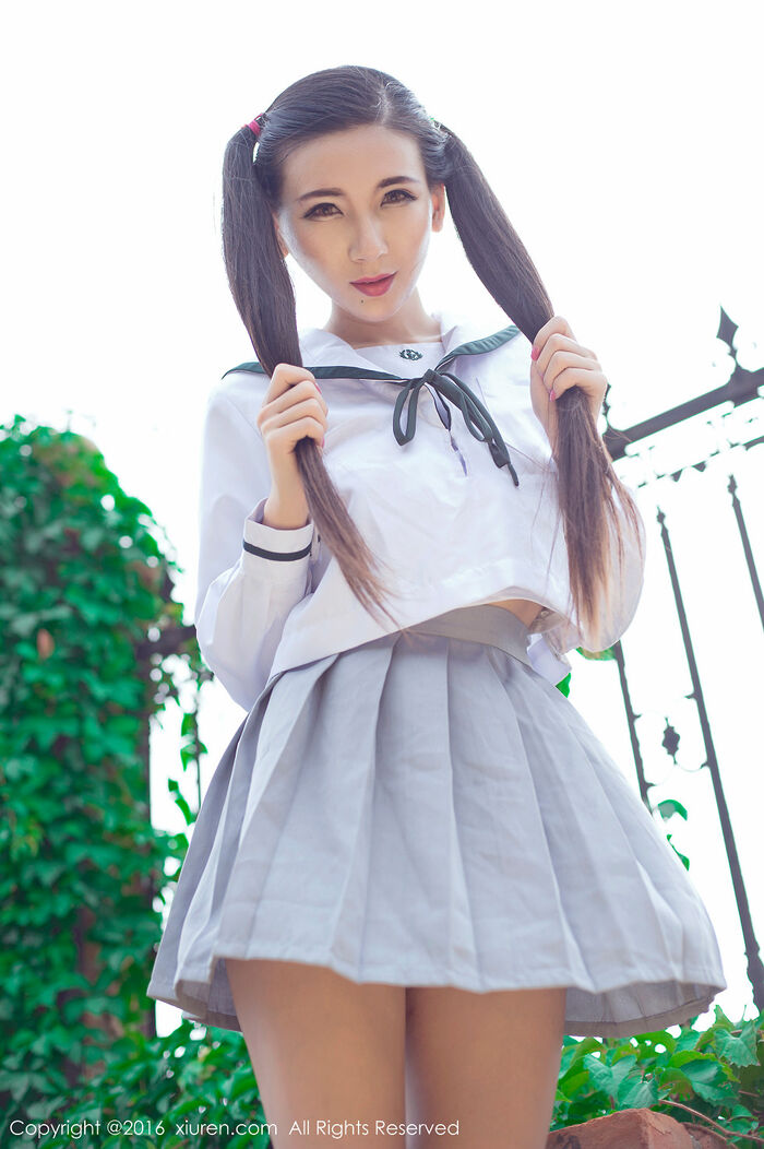 XiuRen第603期_嫩模赵颖 Nikkei 清纯校服双马尾辫黑丝美腿妩媚诱惑Photo 68P 45th image