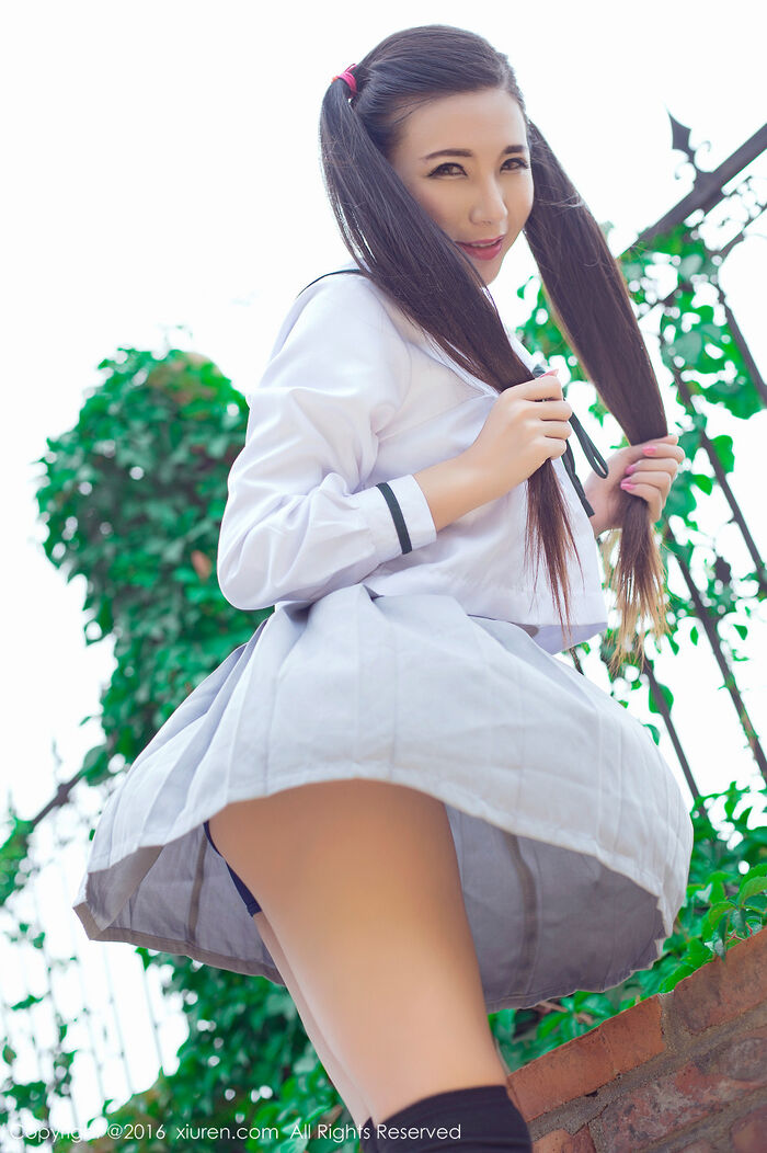 XiuRen第603期_嫩模赵颖 Nikkei 清纯校服双马尾辫黑丝美腿妩媚诱惑Photo 68P 48th image