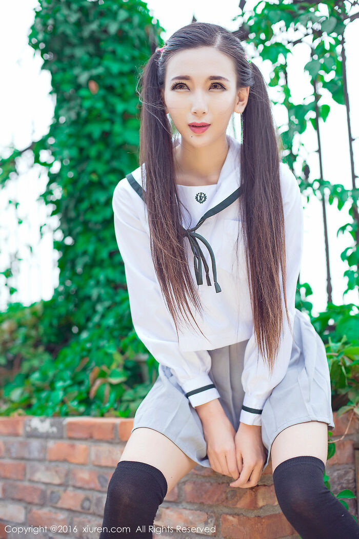 XiuRen第603期_嫩模赵颖 Nikkei 清纯校服双马尾辫黑丝美腿妩媚诱惑Photo 68P 52th image