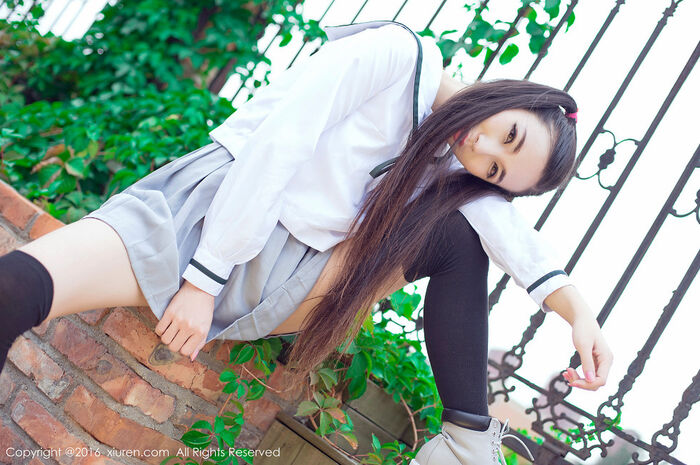XiuRen第603期_嫩模赵颖 Nikkei 清纯校服双马尾辫黑丝美腿妩媚诱惑Photo 68P 54th image