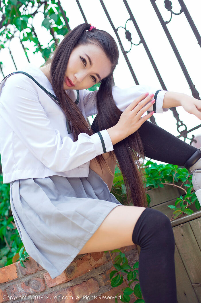 XiuRen第603期_嫩模赵颖 Nikkei 清纯校服双马尾辫黑丝美腿妩媚诱惑Photo 68P 55th image