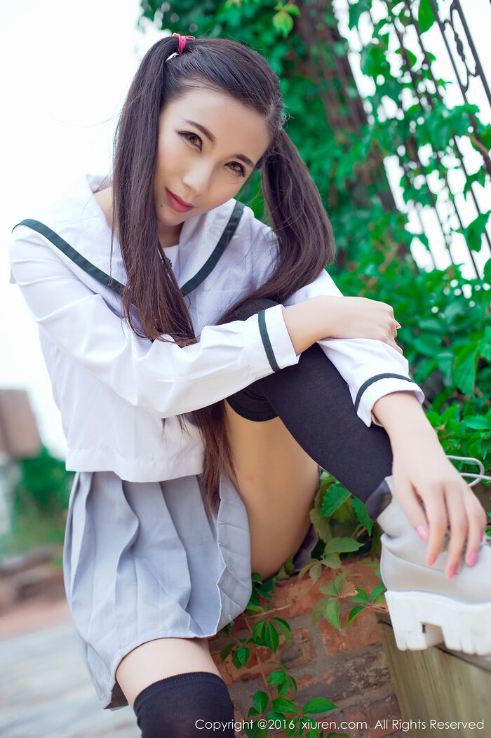 XiuRen第603期_嫩模赵颖 Nikkei 清纯校服双马尾辫黑丝美腿妩媚诱惑Photo 68P 57th image