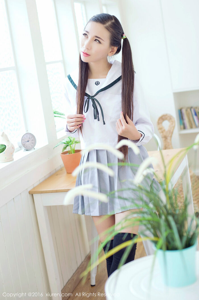 XiuRen第603期_嫩模赵颖 Nikkei 清纯校服双马尾辫黑丝美腿妩媚诱惑Photo 68P 60th image