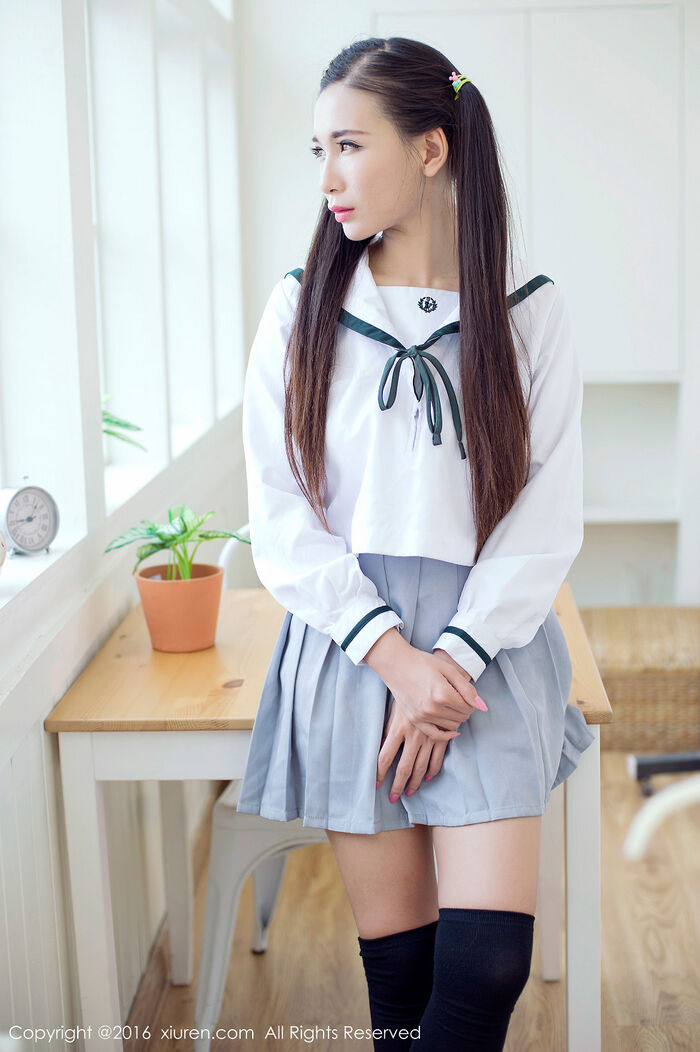 XiuRen第603期_嫩模赵颖 Nikkei 清纯校服双马尾辫黑丝美腿妩媚诱惑Photo 68P 63th image