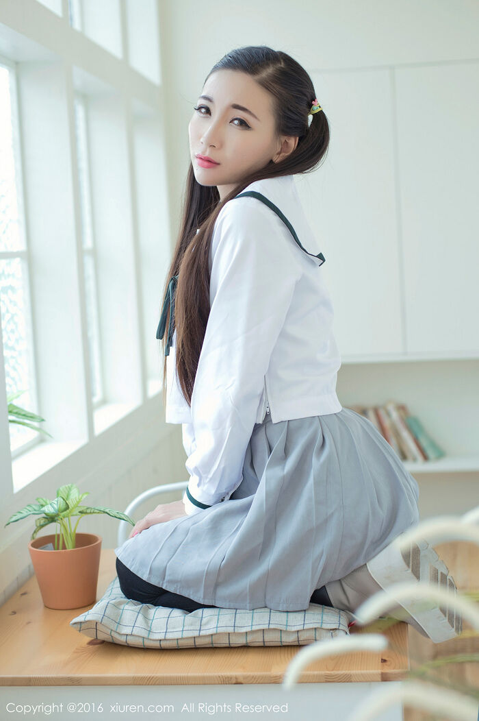 XiuRen第603期_嫩模赵颖 Nikkei 清纯校服双马尾辫黑丝美腿妩媚诱惑Photo 68P 64th image