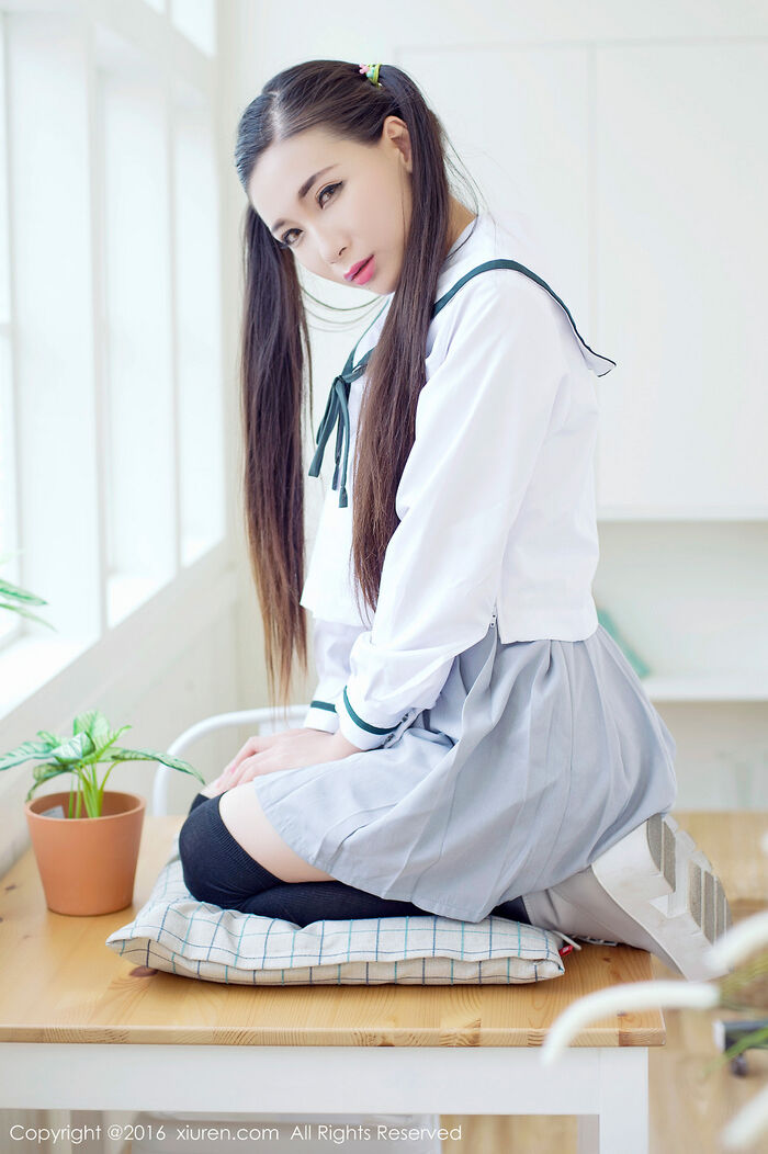 XiuRen第603期_嫩模赵颖 Nikkei 清纯校服双马尾辫黑丝美腿妩媚诱惑Photo 68P 65th image