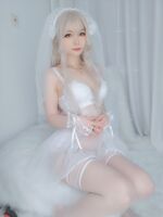 Coser小姐姐白银81纯白花嫁主题私房性感白色薄纱配白丝袜露性感内衣诱惑写真161P