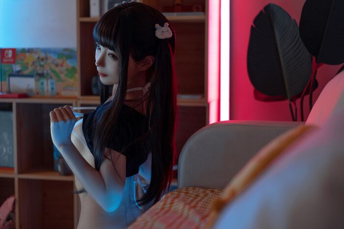 动漫博主蠢沫沫健身环主题私房性感白三点式内衣半露火辣身材极致诱惑Photo 140P 66th image