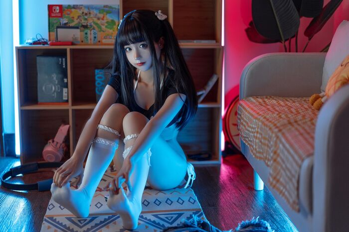 动漫博主蠢沫沫健身环主题私房性感白三点式内衣半露火辣身材极致诱惑Photo 140P 80th image