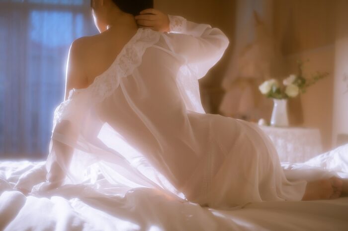 阳光美女萌萌儿o0金色套装主题私房上性感白薄透上衣配金色内衣诱惑Photo 70P 46th image