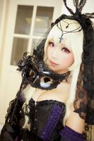 Coser妹子Ely_eee(ElyEE子)修女假面主题黑色低胸服饰配蕾丝吊袜秀美腿诱惑写真45P