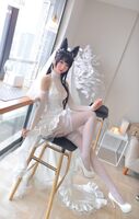 Coser 小姐姐雪琪結婚纱主题性感白薄透marriage 纱配白蕾丝袜秀完美身材诱惑Photo 38P