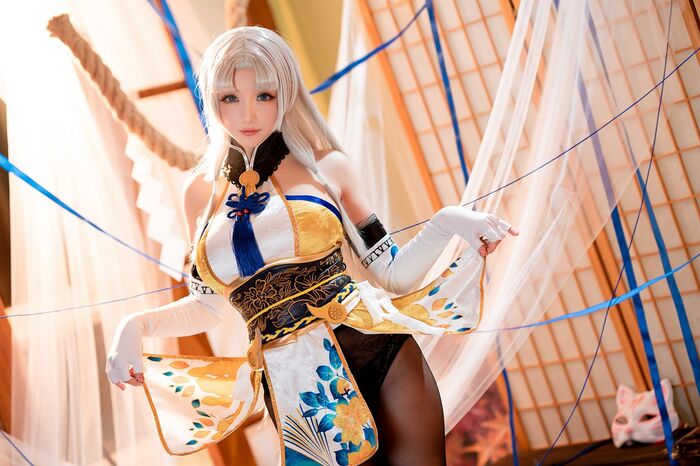 Coser 小姐姐星之迟迟迟胡桃主题性感COS服饰配破烂黑丝裤袜秀丰满身材诱惑Photo 54P 15th image