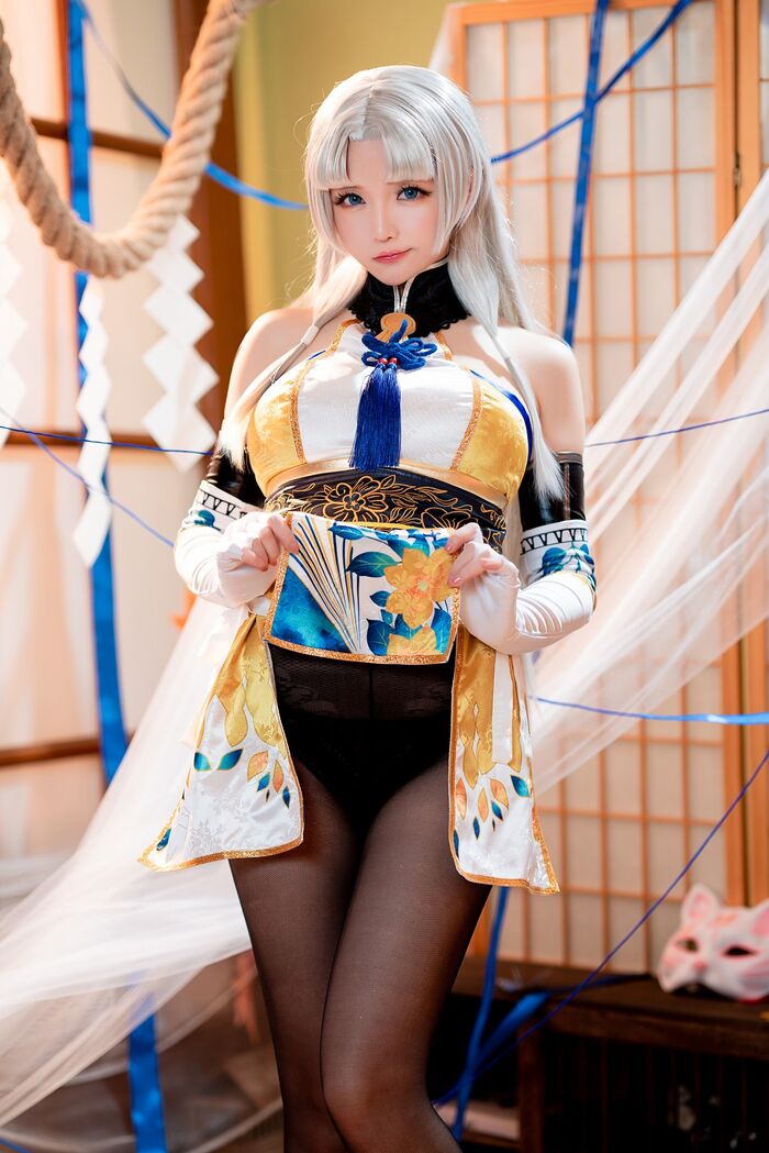 Coser 小姐姐星之迟迟迟胡桃主题性感COS服饰配破烂黑丝裤袜秀丰满身材诱惑Photo 54P 17th image