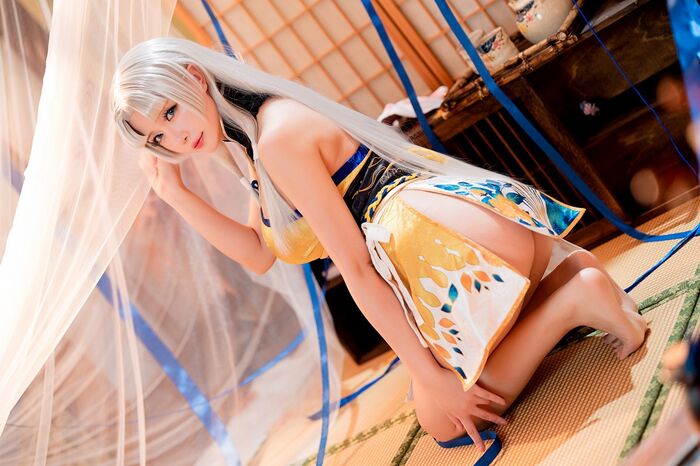 Coser 小姐姐星之迟迟迟胡桃主题性感COS服饰配破烂黑丝裤袜秀丰满身材诱惑Photo 54P 47th image