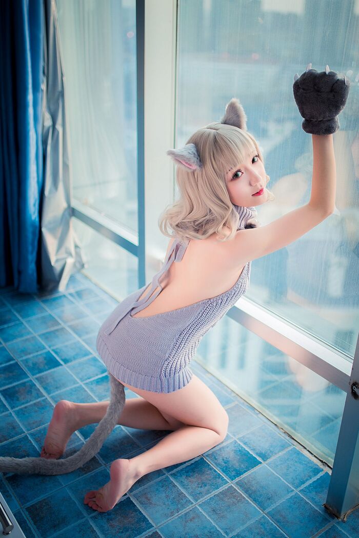 萝莉 Sister Mao Mao Dew Back Hair Clothing Lord 题 Ibo Cat Girl Costume Costume Feeling Dew Back Hair Coat Hide Complete Beauty Body Material Photograph 50P 13th image