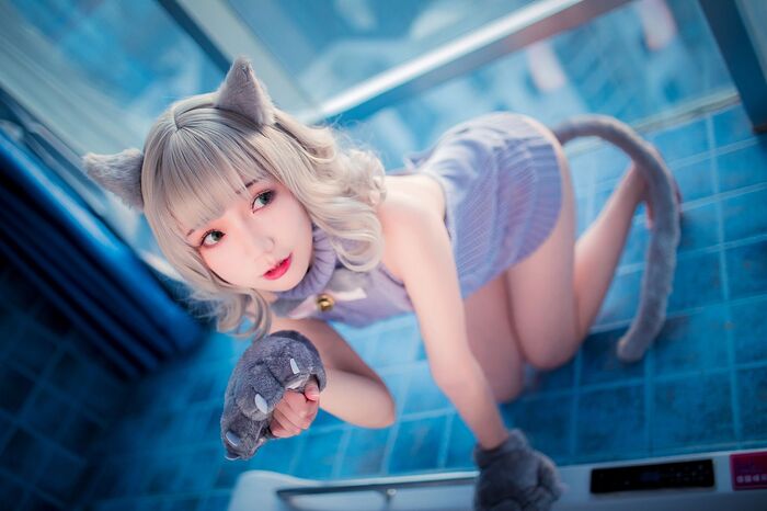 萝莉 Sister Mao Mao Dew Back Hair Clothing Lord 题 Ibo Cat Girl Costume Costume Feeling Dew Back Hair Coat Hide Complete Beauty Body Material Photograph 50P 2th image
