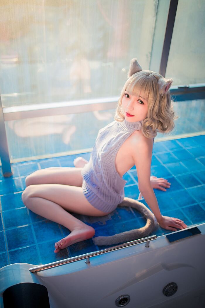萝莉 Sister Mao Mao Dew Back Hair Clothing Lord 题 Ibo Cat Girl Costume Costume Feeling Dew Back Hair Coat Hide Complete Beauty Body Material Photograph 50P 34th image