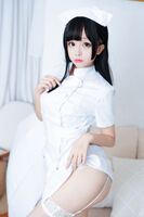 Cosplay 日奈娇纯白护士主题私房半脱露蕾丝内衣配蕾丝吊袜极致诱惑Photo 87P