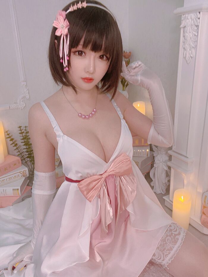 Coser 小姐姐星之迟迟特礼服主题私房半脱露粉色内衣秀火辣身材诱惑Photo 100P 19th image