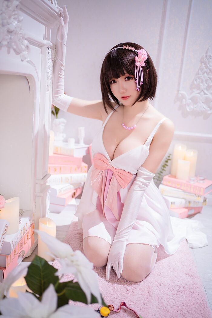 Coser 小姐姐星之迟迟特礼服主题私房半脱露粉色内衣秀火辣身材诱惑Photo 100P 38th image