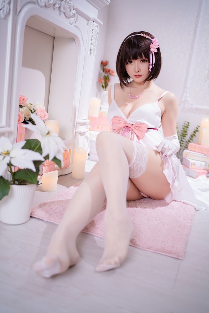 Coser 小姐姐星之迟迟特礼服主题私房半脱露粉色内衣秀火辣身材诱惑Photo 100P 39th image