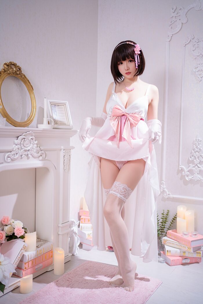 Coser 小姐姐星之迟迟特礼服主题私房半脱露粉色内衣秀火辣身材诱惑Photo 100P 43th image