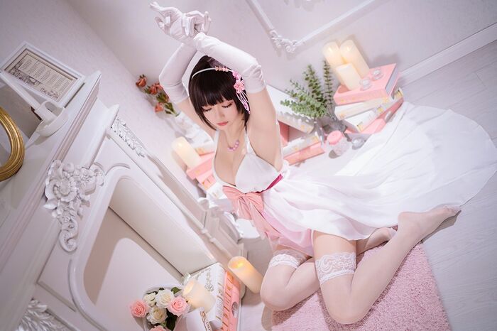 Coser 小姐姐星之迟迟特礼服主题私房半脱露粉色内衣秀火辣身材诱惑Photo 100P 55th image