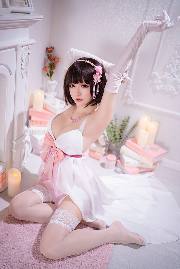 Coser 小姐姐星之迟迟特礼服主题私房半脱露粉色内衣秀火辣身材诱惑Photo 100P 56th image