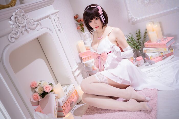 Coser 小姐姐星之迟迟特礼服主题私房半脱露粉色内衣秀火辣身材诱惑Photo 100P 57th image