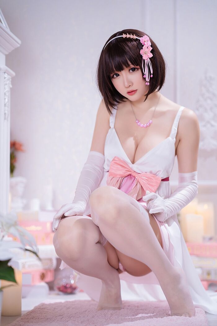 Coser 小姐姐星之迟迟特礼服主题私房半脱露粉色内衣秀火辣身材诱惑Photo 100P 66th image