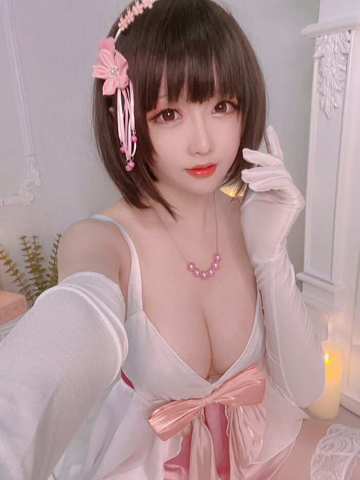 Coser 小姐姐星之迟迟特礼服主题私房半脱露粉色内衣秀火辣身材诱惑Photo 100P 7th image