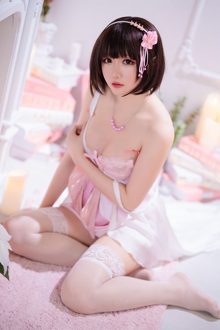 Coser 小姐姐星之迟迟特礼服主题私房半脱露粉色内衣秀火辣身材诱惑Photo 100P 73th image