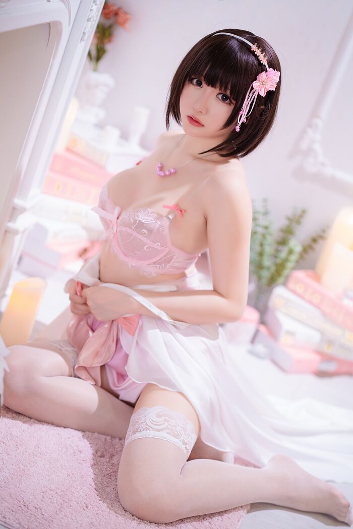 Coser 小姐姐星之迟迟特礼服主题私房半脱露粉色内衣秀火辣身材诱惑Photo 100P 74th image