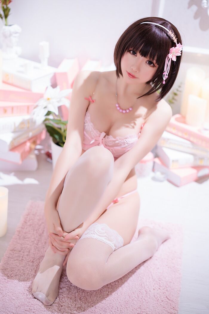 Coser 小姐姐星之迟迟特礼服主题私房半脱露粉色内衣秀火辣身材诱惑Photo 100P 94th image