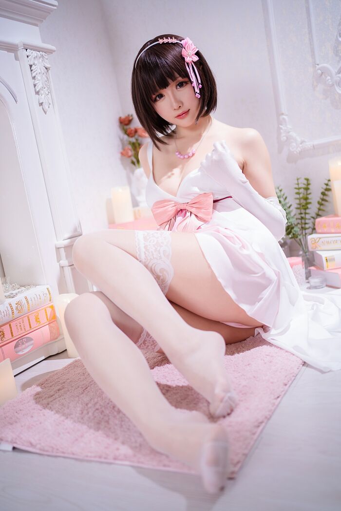 Coser 小姐姐星之迟迟特礼服主题私房半脱露粉色内衣秀火辣身材诱惑Photo 100P 95th image