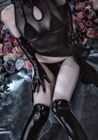 COS Girl Hoshino 咪兔透视网纱旗袍主题私房黑色三点式内衣秀火辣身材诱惑Photo 89P