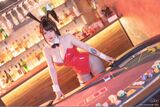 网络美女皮皮奶可可爱了啦元旦兔女郎主题红色高叉连体衣秀完美身材诱惑写真47P